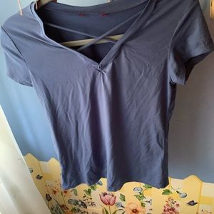 denim blue v neck t-shirt